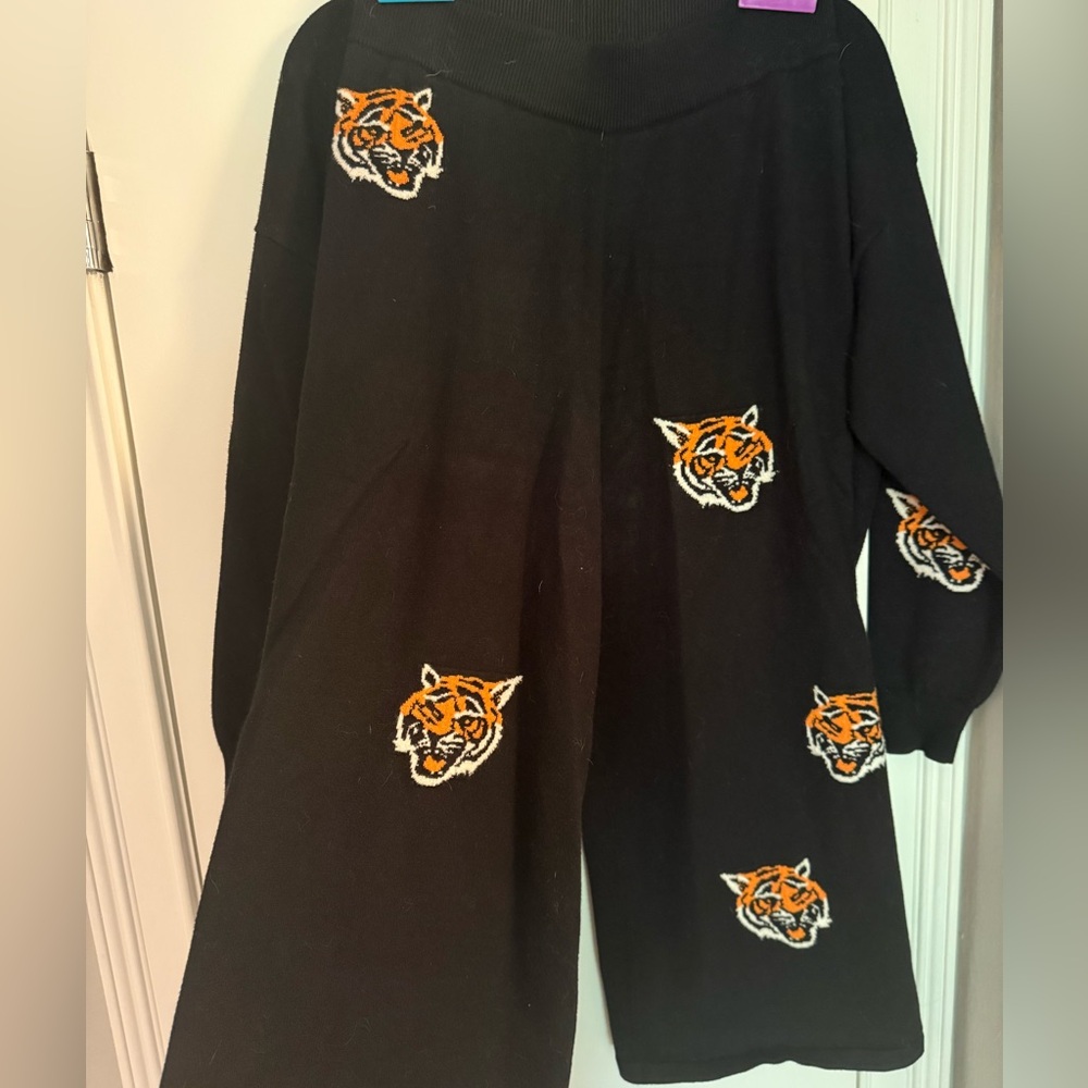 Dressed in LaLa tiger knit suit